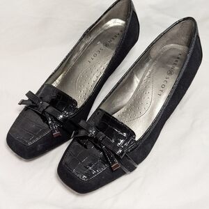 Karen Scott Womens Shoe Piny High Heel Slip On Loafer Pump Black Faux 7.5 M